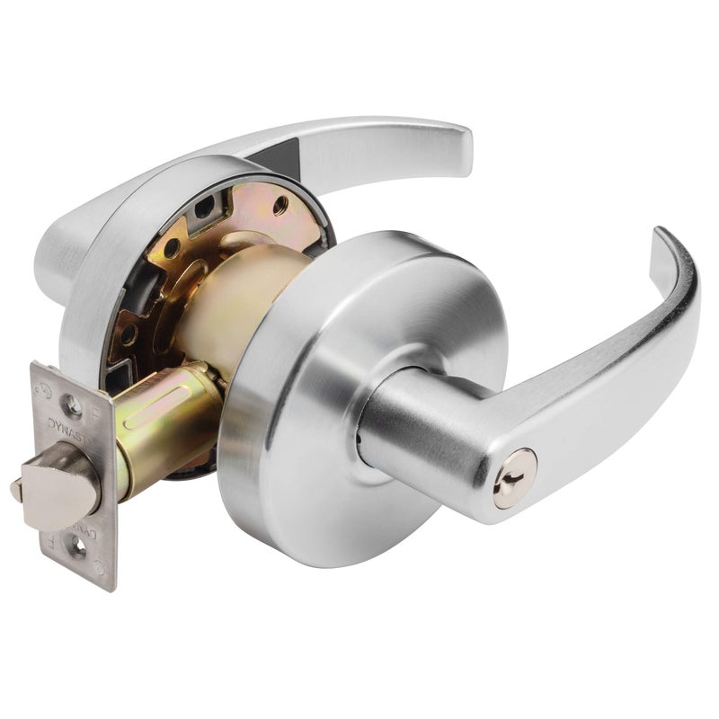 Dynasty Hardware Spartan Design Grade 2 Commercial Duty Door Lever ADA, Satin Chrome Finish (Storeroom) - Image 1
